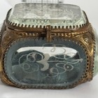 Antique French Palais Royal Jewelry Box Casket Etched Bird Top 4 Sided