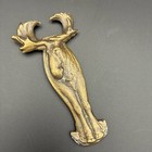 Vintage 1970s Brass Moose   Antlers Handheld Bottle Opener Cap Pull Barware 4 5   