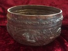 Stunning 19th c Mandalay Copper Buddhist Holy Water Blessing Bowl Handmade
