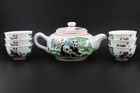 Vintage Panda Tea Set  Chinese Porcelain Teapot   6 Cups  Miniature Tea Set