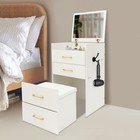 White Makeup Vanity Desk With Mirror And Stool  3 Drawers Dressing Table Set