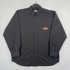 Harley Davidson Shirt Mens Xl Black Motorcycle Patch Button Up Long Sleeve Biker