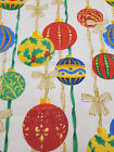 New Vintage Christmas Ornaments Tablecloth Fabric  Ivory Background 60x104