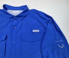 Columbia Pfg Omni-shade Shirt Mens 2xl Blue Roll Tab Sleeve Nylon Limited Use