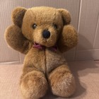 Vintage Rare Cute Dakin 1979 Teddy Bear With Red Bow Plush Stuffed Animal