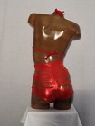 New High Waist  Booty Short Set For Exotic Pole Dancer Red Hologram Dot M