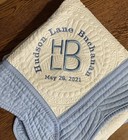 Personalized Quilt Blue Trim Baby Quilt  Baby Blanket Baby Quilt Shower Gift