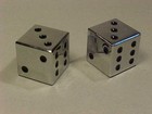 Lot Set 2 Vintage Chrome Plated Metal 3 4  Inch Dice Non Magnetic Mirror Finish