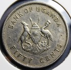 Uganda 50 Cents Coin 1966 - Grey Crowned Crane