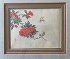 Baikoku Japanese Painting Peonies   Wasp Watercolor   Ink On Silk 19th Century