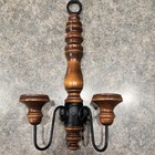 Vintage Homco Home Interiors  Double Wall Candle Sconce Wood   Iron Cottagecore 