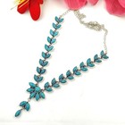 Blue Turquoise Gemstone Handmade 925 Sterling Silver Jewelry Necklace Sz-17-18 