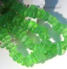 Pebble Beads  Peridot Green W sea Glass Finish  6x9mm  22 Pcs 