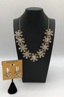 Nos Monet Crystal Rhinestone Necklace   Earrings Married Set Art Deco Style