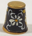 Vintage Brass Handpainted Daisy floral Design Thimble