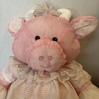 Vintage 80   s Fisher Price Puffalump Puffy Pink Cow Bull Doll Dress Lace Hearts 