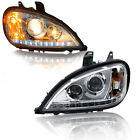 Freightliner Columbia Headlight Led Projector Stripe Crystal Pair Set 1996-2017