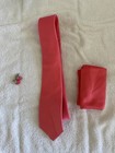 Solid Color Tie And Pocket Square With Cufflinks Set For Men