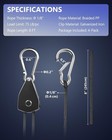 4-pack Adjustable Grow Light Rope Hangers 1 8  X 8ft  75lbs Each Heavy Duty
