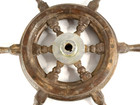 17 5  Wood Shipwheel W  6 Handles - Vintage Nautical Maritime Decor