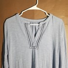 Loft Womens Long Flared Sleeve Blouse Top Dress Shirt Sz Medium Gray V Neck