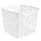 Decorative Storage Basket Durable Plastic W  Cut Out Handles Organize Home New