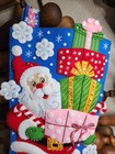 Finished 18  Felt Stocking Kit Santa s Gift Galore  Lined W  Pocket Handmade 