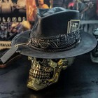Black Gothic Cowboy Hat Unique Headwear Halloween Party Accessory Skull