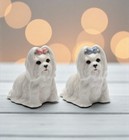 Ceramic Maltese Dog Salt   Pepper Shakers  Home D  cor  Gift For Her  Gift For Mo
