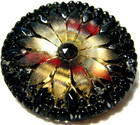 Victorian 1890 Button Lacy  Glass Button Silver Luster Black Border 1 1 4  Size