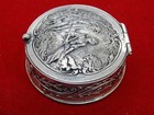 Antique European 800 Silver Gold Wash Pill Box Scene Of A Couple