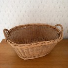 French Wicker Laundry Basket Vintage Rattan Oval With Handles 06102630