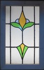 Abstract Midsize Old English Leaded Stained Glass Window 15 25  X 23 5 