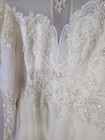 Vtg Eve Of Milady Vintage Lace Beaded Puff Sleeve Wedding Dress Ruffle Train