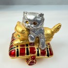 Estee Lauder Solid Perfume Compact Dazzling Silver Playful Kittens 1999 Empty
