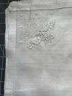 Lot Of 17 Vintage Ivory Cream White Linen Embroidered Floral Napkins