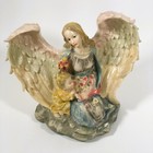 Vintage Large Guardian Angel With Child Flowers Resin Figurine 10 