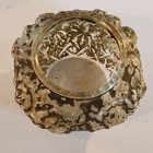 Vintage Victorian Gilt Rose Trinket Vanity Powder Puff Box Goofus Glass