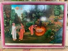 Vintage Hindu Litho Print Of Indian Philoshper Vallabhacharya Birth Wooden Frame