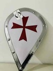 Medieval Knight Shield Red Cross Heater Shield 24       Steel Battle Armor Shield