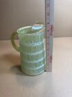 Vintage Mid Century Modern Green Spaghetti Drizzle String Glass Pitcher With Lip