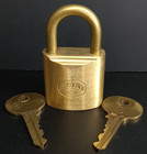 Nos Herculock Lock Two Keys Usa Padlock Brass Fac 2 5 8  Tall