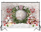 Merry Christmas Photography Backdrop White Brick Wall Photo Booth 8x6ft