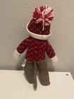 Dan Dee Sock Monkey Stuffed Plush 12    Red White  Sweater   Pom Pom Hat