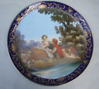 Antique French Cabinet Plate Signed Cobalt Blue Crust Gold Gilt Rim F Boucher