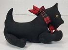 Stuffed Scottie Dog With Jointed Legs  Plaid Bow