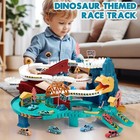 Dinosaur Race Track Playset Kids Toy With 10 Mini Cars Ramp Racing Track Set