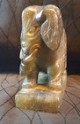 Vintage Carved Green Stone Elephant Figurine Asian Decor Soapstone Serpentine