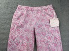 Love Shack Fancy Girls Youth Large Pink Floral French Terry Wide Leg Sweatpants
