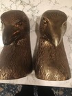 Pair Of Vintage Large Solid Brass Eagle Head Bookends Thailand 6 1 2 X 3 Heavy